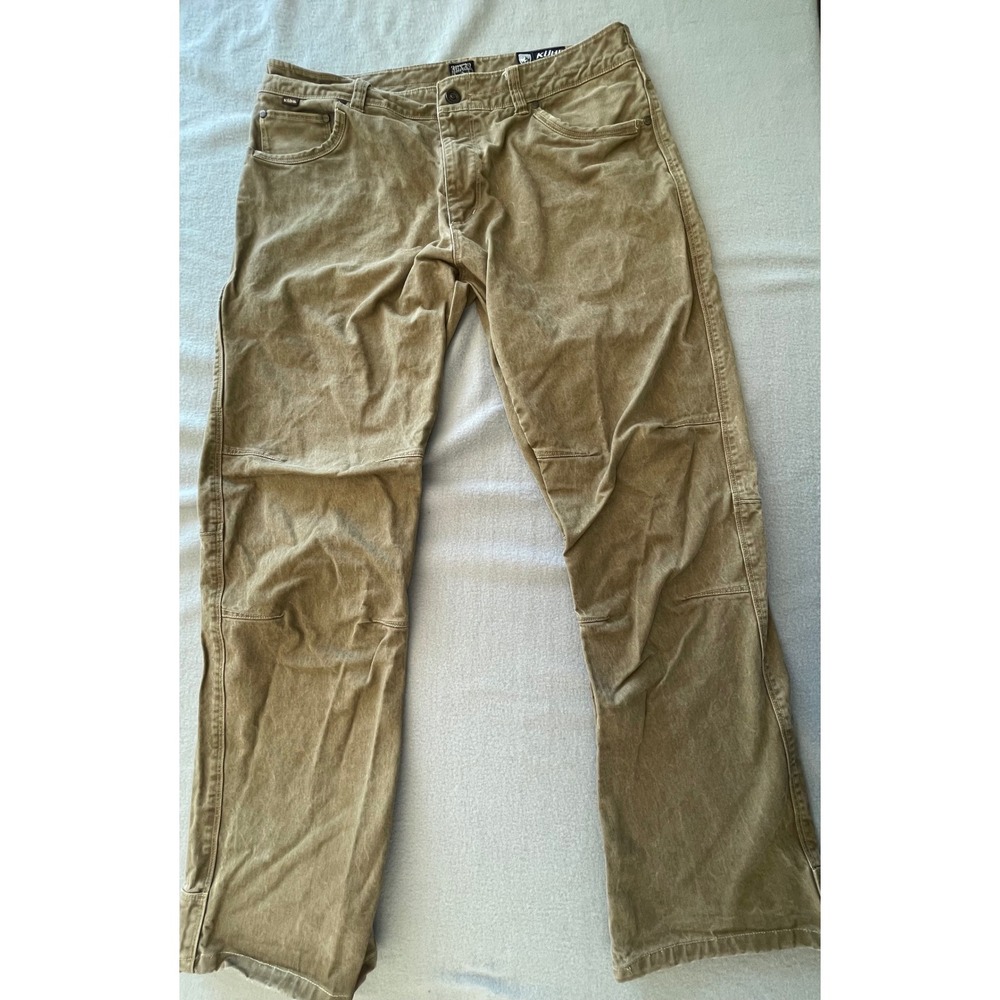 Kuhl Rydr Pants Mens 36x32 Khaki Brown Vintage Patina Dye Articulated Knee Hike